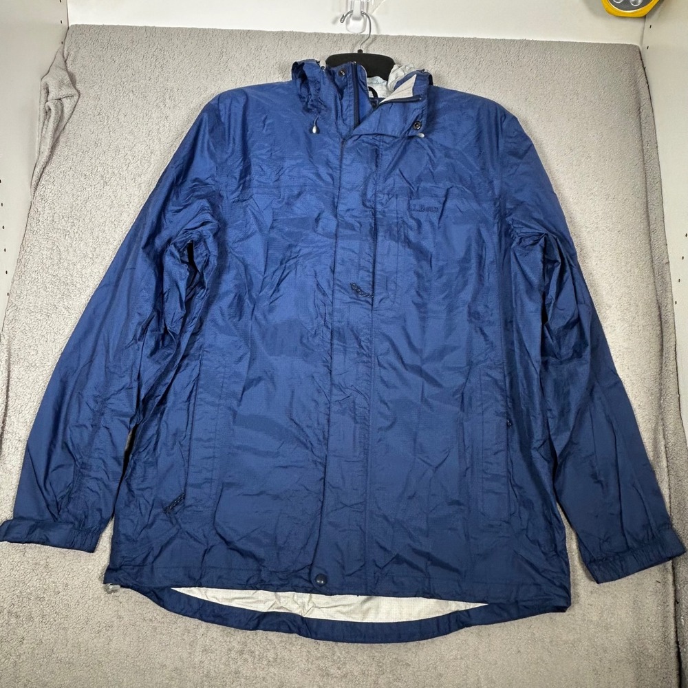LL Bean Trail Model Rain Jacket‎ Mens Large Tall Blue Waterproof Hooded 268317 - Picture 2 of 12